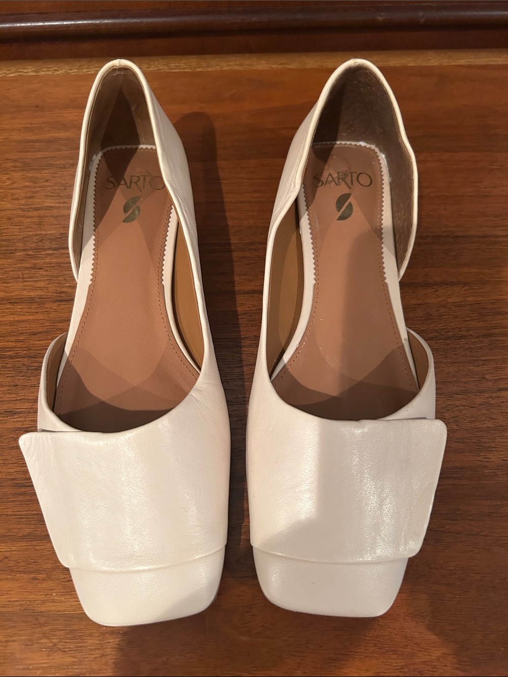SARTO By Franco Sarto Cream Leather D'Orsay Flats